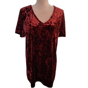 Spring + Mercer Womens XL Bordeaux Crushed Velvet Legging Tee V-Neck Tunic